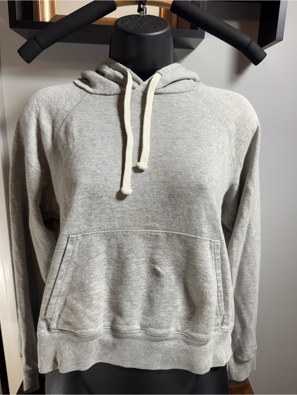 Everlane Cropped Heather Gray Drawstring Hoodie